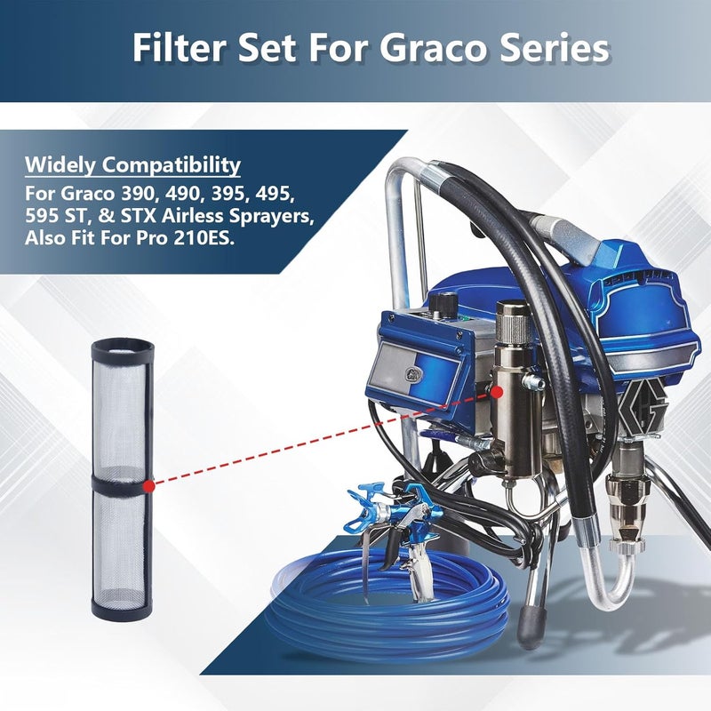 KUEDPEZ 246384 Airless Paint Sprayer Filter, Fit for Graco 390 395 490 495 595 Pump Manifold Strainer 60 mesh, Compatible with Graco 246384 for Airless Paint Sprayers (6 Packs) - Image 2